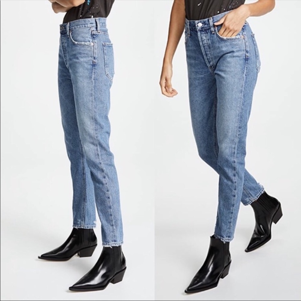 AGOLDE Feel Good High Rise Classic Jean Blue 24 Distressed Button Fly High waist - Picture 2 of 16